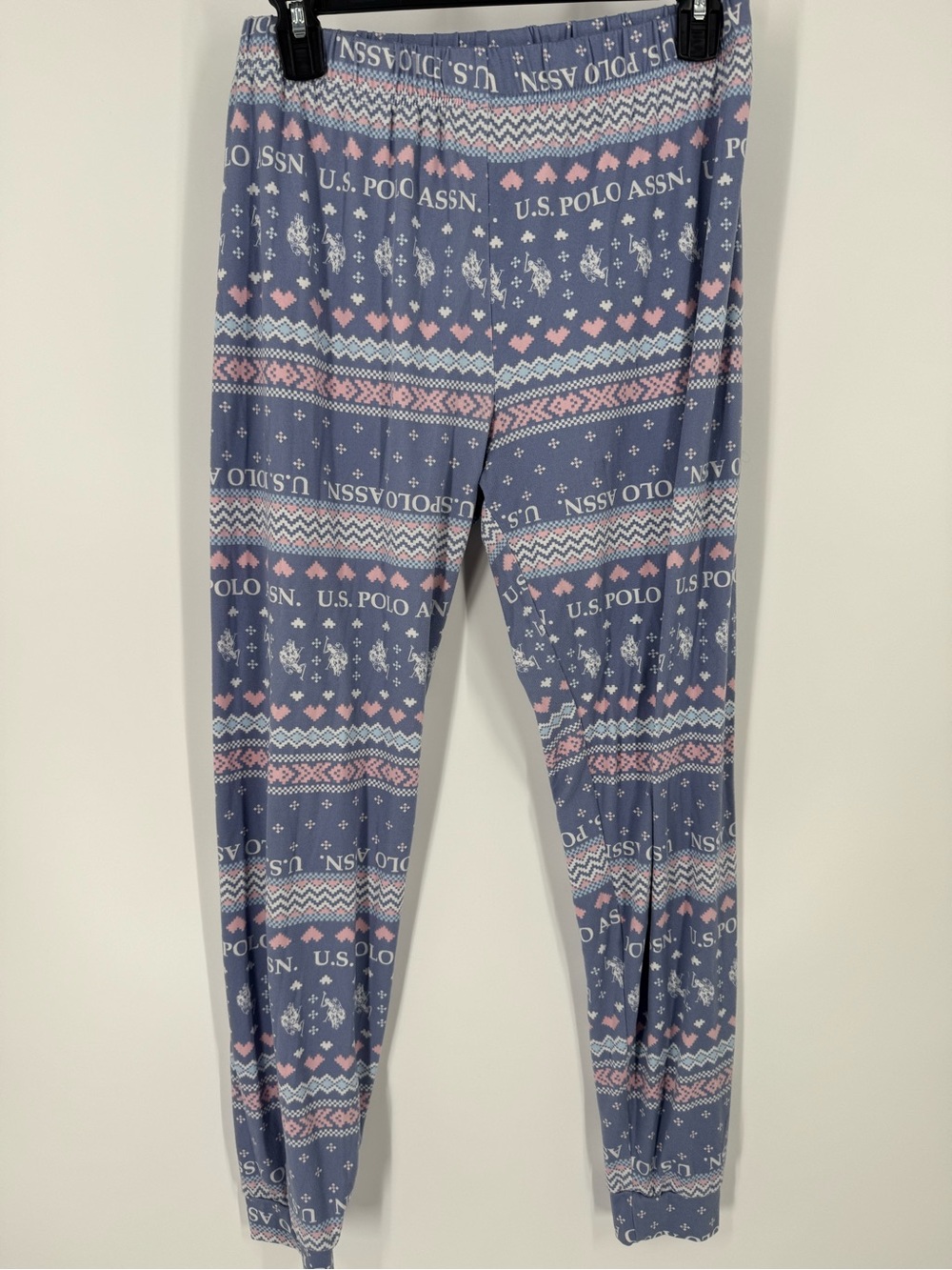 U.S. Polo Assn. Blue Leggings with Pink and White Fair Isle Print